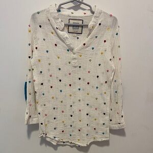 Bell Girl’s Off-white Heart Polka Dot Top